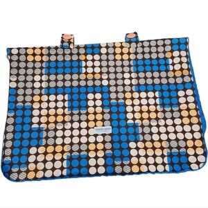 Carseat Canopy Couture Cover Blue, Orange, Brown W/Blue Minky Dot Fabric